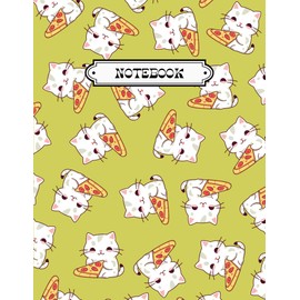  Notebook: Pretty Cute Pizza Cat Notebook, Cat Composition Notebook College Ruled, 8.5 x 11 Large Lined Journal: Great for School, Home & Daily Use!