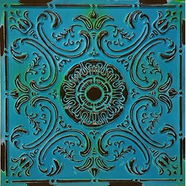 From Plain To Beautiful In Hours 511 Venice PVC 2' x 2' Lay-in or Glue-up Ceiling Tile (Covers / 40 sq.ft), Medieval Blue, 10 Piece