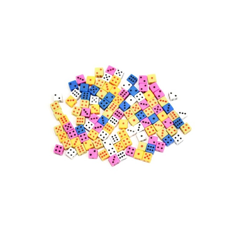 SmartDealsPro 100 Assorted 1/5" 5mm D6 Mini Dice Game Dot
