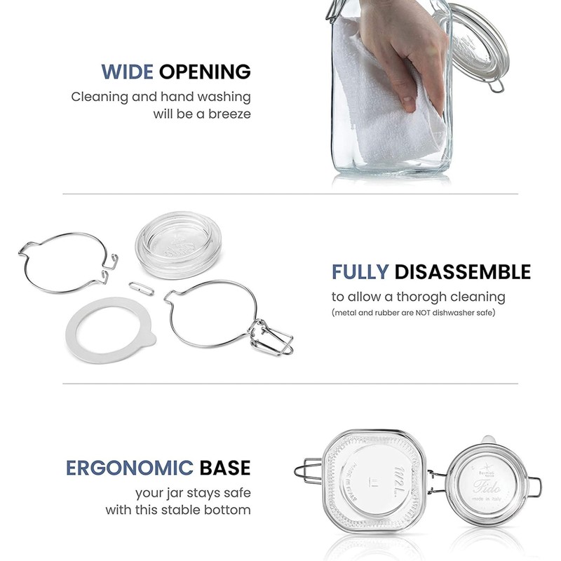 Bormioli Rocco Fido, 2 Pack, 33.75 Oz. Food Storage Glass