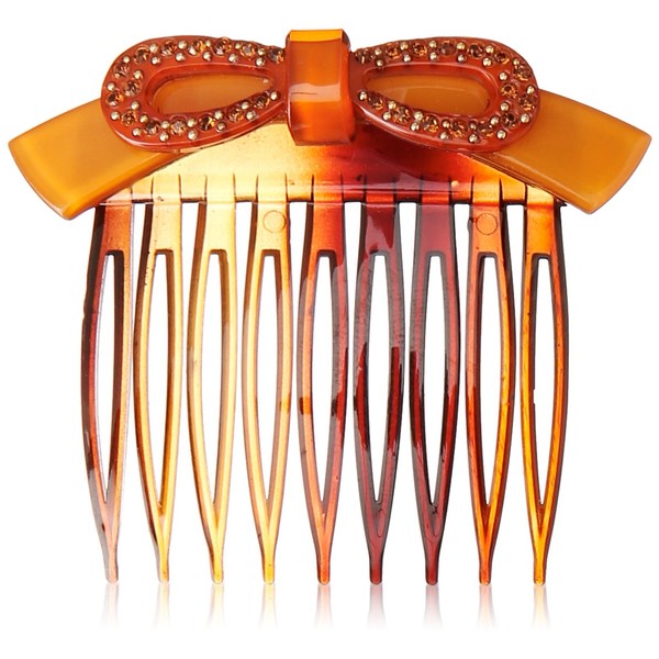 Caravan Handmade Comb Decorated With Layered Detailed Plastic Bow And 30 Rhinestones And Studs