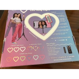 Dixie & Charli 13" Heart Shaped Color LED Ring Light Cell Phone Holder with 62"