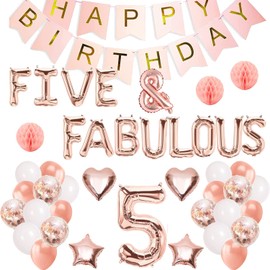 Five And Fabulous Birthday Decorations, 5 Year Old Birthday Decorations Boy Girl, Five & Fabulous Decorations, Five Year Old Birthday Party Decorations Banner, 5th Fifth Birthday Decorations Balloons