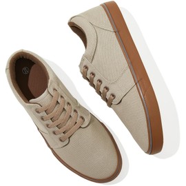 BENPAO Mens White Casual Shoes All Black Fashion Sneakers for Men Low Top Lace Up Canvas Shoes(Mocha Brown,us11)