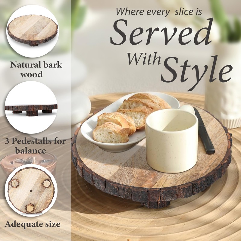 GoCraft Mango Wood Pedestal Stand – Rustic Decorative Riser for