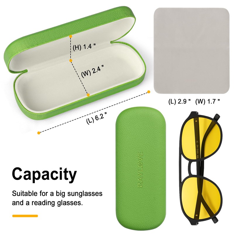 RayLove Glasses Case Hard Shell Eyeglass Case with Cleaning Cloth,