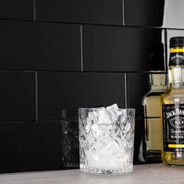 Lovdeco Peel and Stick Glass Subway Tile, 3 x 6 Inch, 5 Sq Ft, Black Glass for Bathroom Kitchen Backsplash Wall, 40-Pack