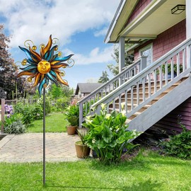 VEWOGARDEN Garden Solar Wind Spinner, Sun Outdoor Metal Wind Sculpture Yard Art Decor for Patio, Lawn & Garden