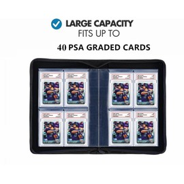 40 Pockets Graded Card Binder, Toploading PSA Slab Holder Album, PU Leather Graded Card Storage Binder, Premium 4 Pocket PSA Card Binder Album with Sleeves (Teal)
