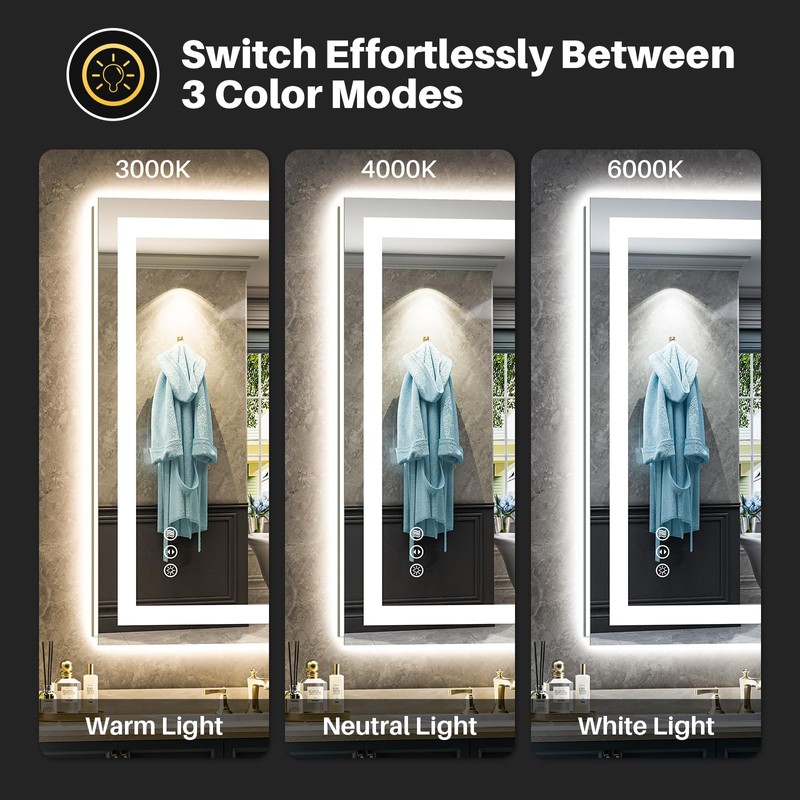 24"x32" LED Bathroom Mirror with Lights, Backlit & Front Lit,