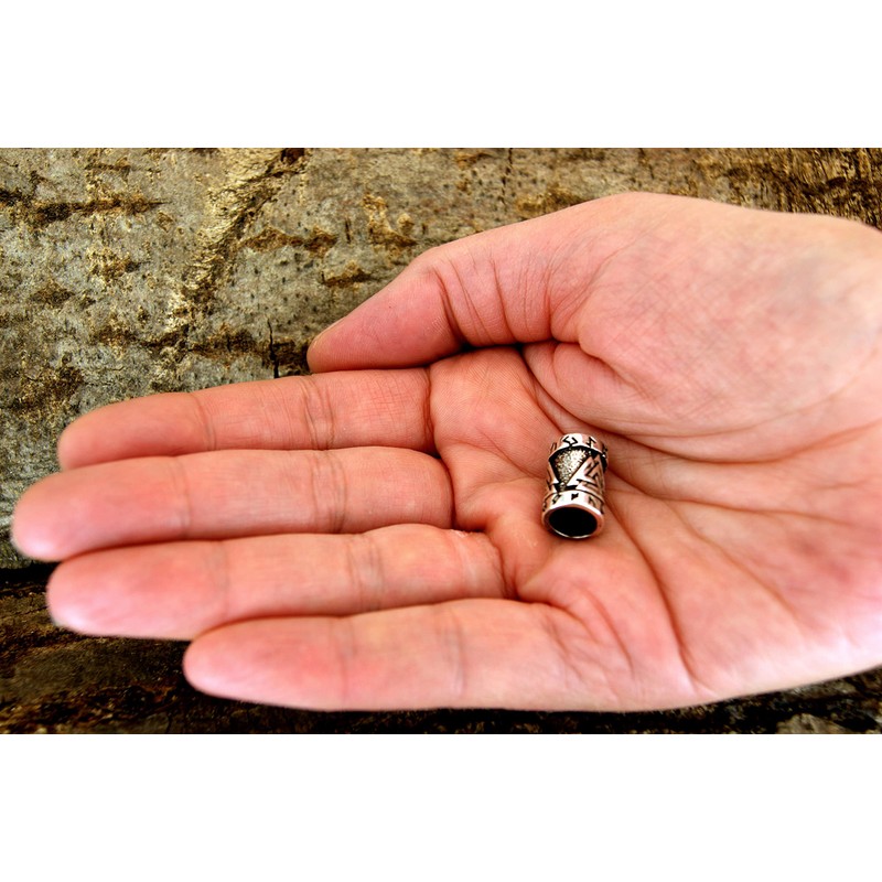 Beard Pearl Curl Bead 925 Silver Wotan Knot 7 mm,