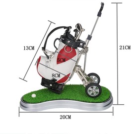 HKOO Golf Gift Golf Bag Holder with 3 Pieces Aluminum Pen Golf Bag Pencil Holder for Fathers Day,Golf Souvenirs Gifts for Golfer Fans Coworker (Red and White)