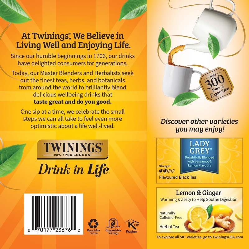 Twinings Earl Grey Black Tea Individually Wrapped Bags, 100 Count