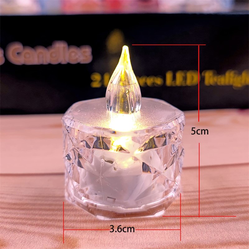 Gouccpu 12pack LED Crystal Candle Light Table Centrepiece Flameless Candles