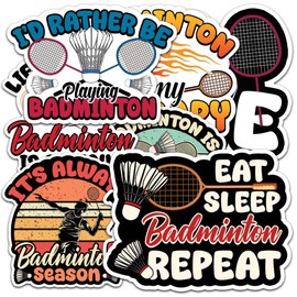 Badminton Sticker 8 Pcs (Large Size) Vinyl Stickers Laptop Waterproof Decal for Car Bumper Water Bottle Notebook Luggage Window Party Birthday Decorations - Size 4 Inches