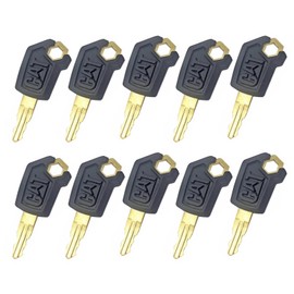 Pack of 10 Ignition Keys 5P8500, Universal Construction Machinery Keys, for Caterpillar Heavy Machinery / Bulldozer (CAT), Heavy Equipment Ignition Switch Keys, Replacement Start Key Set (Black)