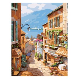 Daisen Art Paint by Numbers Adults DIY Hand-Painted Oil Painting Kit for Beginners and Adults with 3 Brushes Without Frame 40 x 50 cm (Sunny Strees)