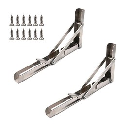 Set of 2 NUZAMAS 12" Folding Shelf Brackets, 12 inch Foldable Shelf Brackets, Building Fold Away Shelves, Tables, Benches, for Small Spaces, Homes, Apartments, Laundries, caravans and The Office