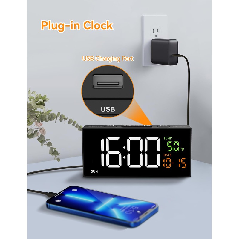 Netzu Alarm Clocks for Bedrooms, Digital Clock with Date Temperature