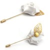 10pcs Wedding Lapel Flower Pin Rose for Man Suit Decoration-white
