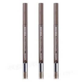 The Saem Eco Soul Pencil and Powder Dual Brow 03 Dark Gray 3 pcs basic / 더샘 에.코 소울 펜슬 앤 파우더 듀얼 브로우 03 진회색 3개 기본