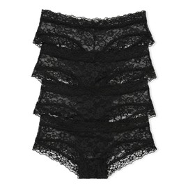 Victoria's Secret Women's Lace Cheeky Underwear, Minimal Coverage Panties for Women, Multi Pack, Black (XL)