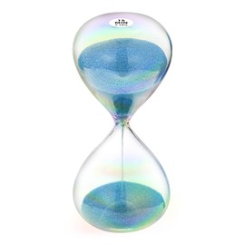 CNCJ Sand Timer 15 Minute Hourglass, SkyBlue Sand Clock, Colorful Sand Watch 15 Min, Hourglass Sand Time with 7 Colored Glass, Large Hour Glass Sandglass 15 Minute for Home, Desk, Office Decoration