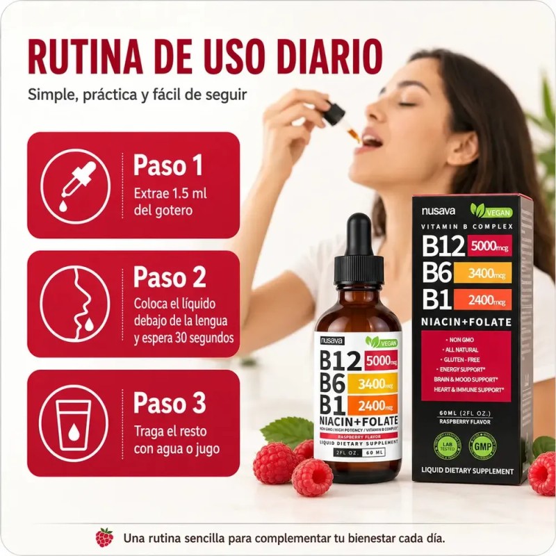 Elfleaf Nusava Vitamina B12,b6 Y B1 Gotas Liquidas 60ml, Complejo