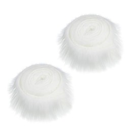 2 Pcs 5 x 150cm Shaggy Faux Fur Roll Plush Artificial Fur Fabric Fluffy Fake Fur Ribbon Precut Faux Fur Fabric Strip Fuzzy Craft Fur Trim for Gnomes Beard Costume White