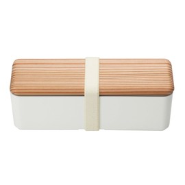 Miyoshi Seisakusho 0601-0036 Wooden Lid Lunch Box, White, Slim L