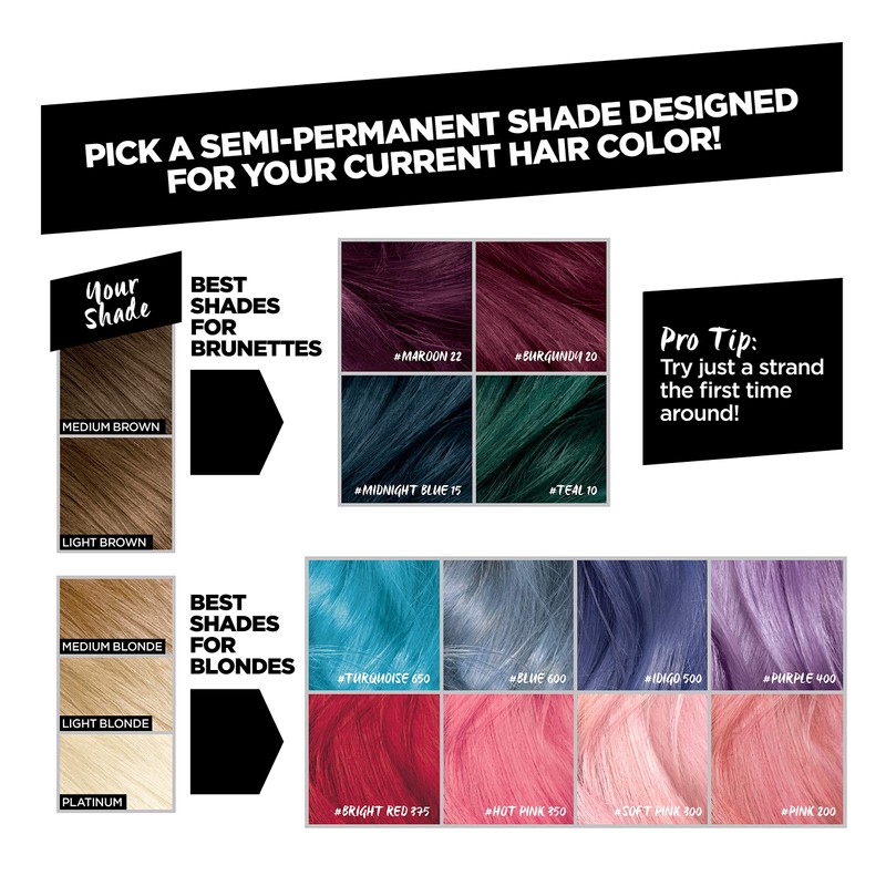 L’Oréal Paris Colorista Semi-Permanent Hair Color for Brunette Hair, Midnight
