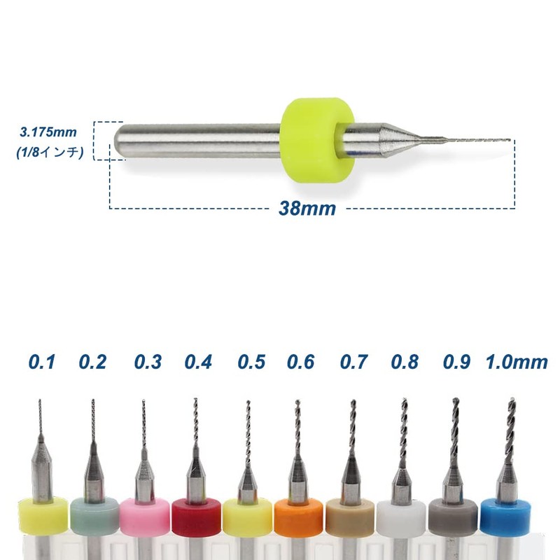 Saipor 10pcs 0.1-1.0mm PCB Drill Bits with Storage Box for