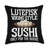 Lutefisk Christmas Fish Original Viking Sushi Funny Lutefisk Throw Pillow