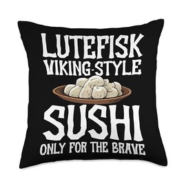 Lutefisk Christmas Fish Original Viking Sushi Funny Lutefisk Throw Pillow