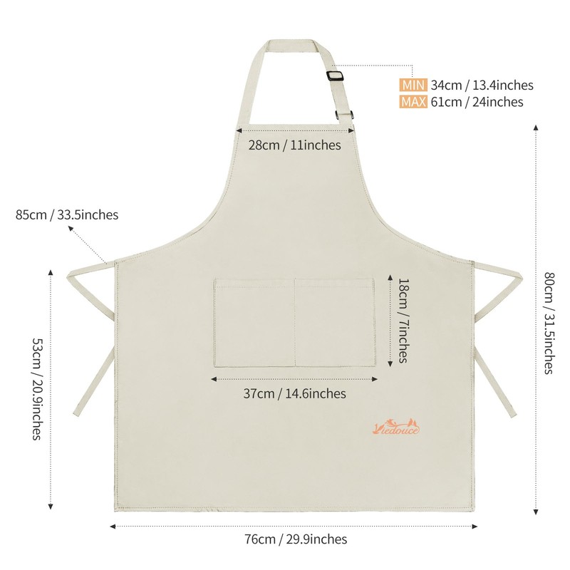 Viedouce 2-Pack of Waterproof Cooking Aprons with Pockets, Adjustable Kitchen