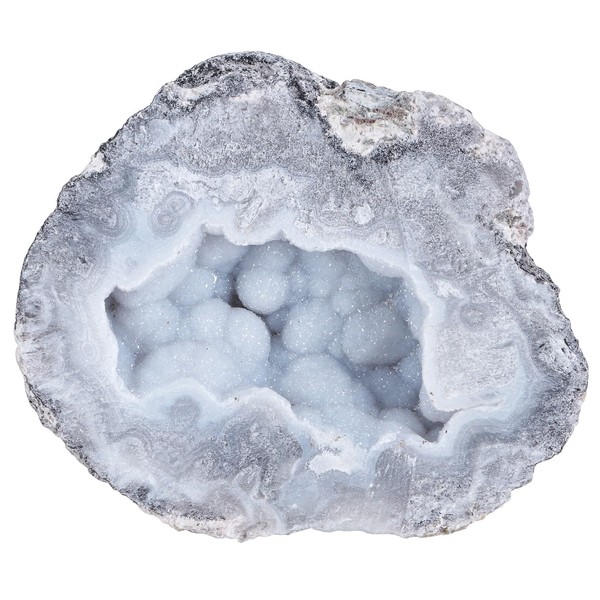 SUNYIK Mexico Agate Geode Quartz Crystal Cluster Specimen Irregular Mineral