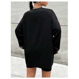 WDIRARA Women's Graphic Long Sleeve Jersey T Shirts Oversized Y2k Racing Print Streetwear Tee Tops Black X-Large