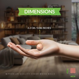 Zidina 50 x Natural Moth Balls for Wardrobe, Moth Protection for Wardrobe, Anti-Moth Wardrobe, Chemical-Free & Reusable, Against Moth Cedar Balls