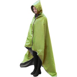 DUKUSEEK Waterproof Blanket Outdoor, Hooded Blanket Poncho - Large (79x56), Portable, Windproof Fleece Blankets for Cold Weather Camping, Picnic, Sports, Boat, Dogs, Festivals, Car, Emergency…