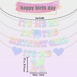 Its Me Hi Im the Birthday Girl Its Me Banner, Popular Singer Happy Birthday Banner Glitter Birthday Decorations Banner for Fans Girls Women Birthday Party Supplies (Iridescent)