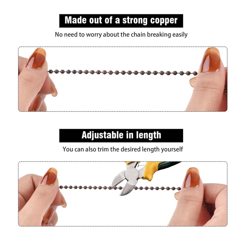 DUMING-IN 2pcs Ceiling Fans Pull Chain, Ball Chain with Connector,