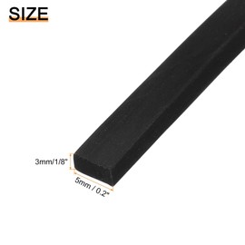 TOP-VIGOR Neoprene Rubber Sheet Roll 5mm x 3mm x 1.5m Solid Rubber Strip for DIY Gaskets, Sealing, Crafts, Door Seal, Weather Stripping, Black