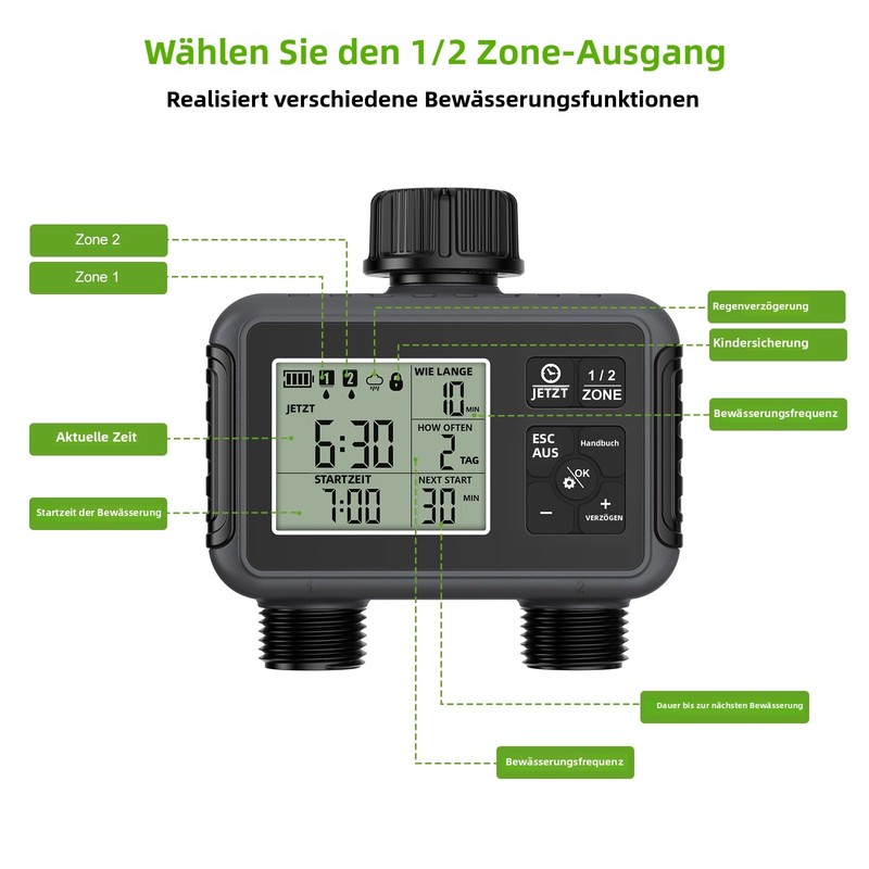 Haozee Watering Computer 2 Outputs, Garden Watering Timer with Rain