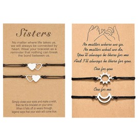 QEXUJOW Bracelets for Women Friendship Bracelet, Sun Moon Bracelet, Friendship Bracelet for Women, Best Friend Gift (Set of 2)