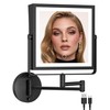 WZKALY Rechargeable Wall Mounted Makeup Mirror with Lights, 4000mAh Double