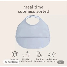 willow+sim WILLOW + SIM Waterproof Baby Bibs - Toddler Bib w/food catcher, New, light Blue