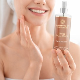 Lumineo Anti-wrinkle, anti-ageing lifting tonic (400 ml), developed for ultrasound, exfoliating devices, derma roller. Soothes skin irritation, reduces pores, combats impurities and blackheads