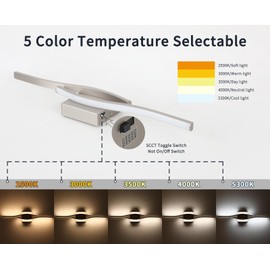 Joossnwell Brushed Nickel Bathroom Vanity Lights Fixtures Over Mirror 5CCT Dimmable Bathroom Light Fixture Modern Vanity Lighting Bar Led Bath Vanity Light 23 Inch Bathroom Wall Lamp