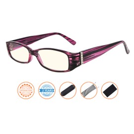 Computer Glasses with Crystals for Women Reading Blue Light Filter Eyeglasses(Purple) +2.5