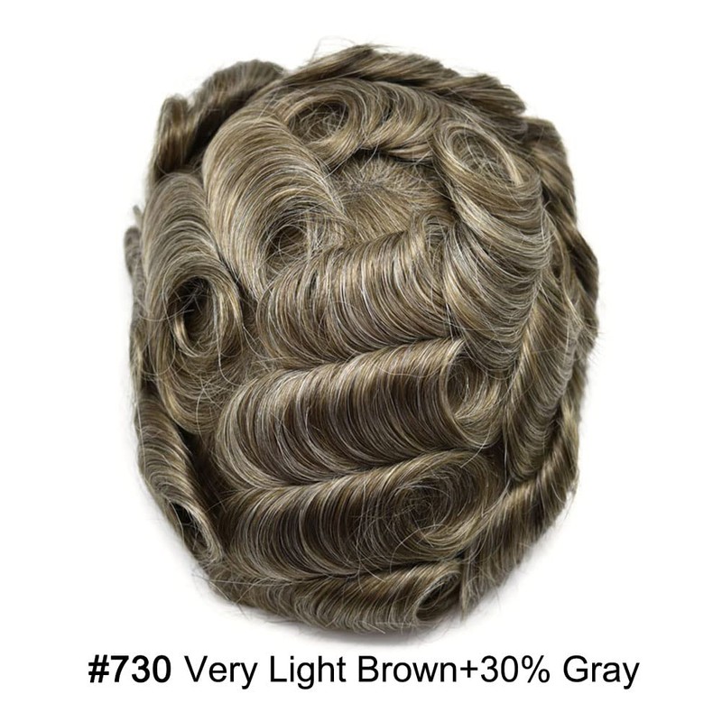 RESHE Toupee For Men Natural Human Hair Replacement System For